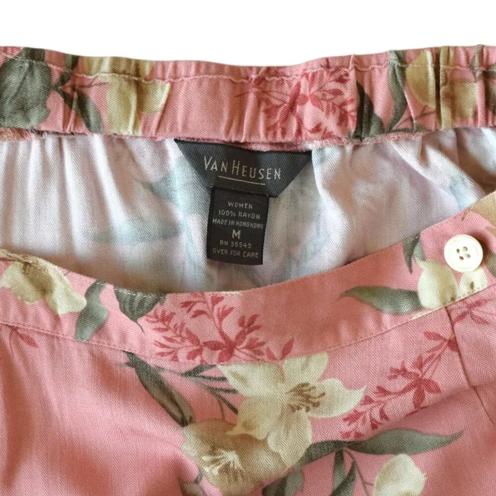 Van Heusen Pink Floral Rayon Wrap Maxi Skirt Medium